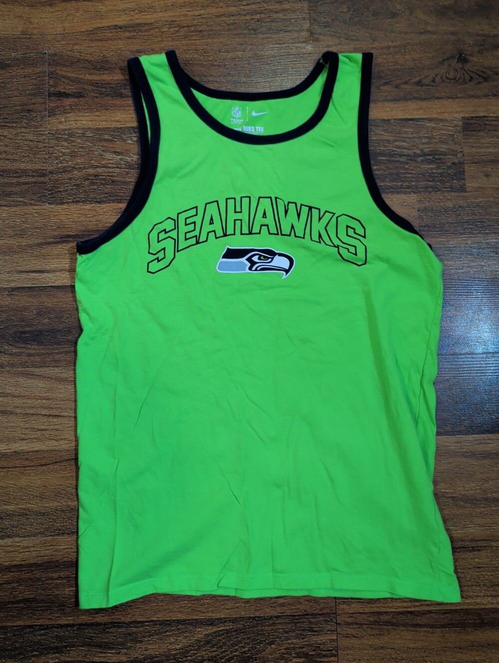 Nike Men’s Seahawks Neon Green Tank with Blue Trim